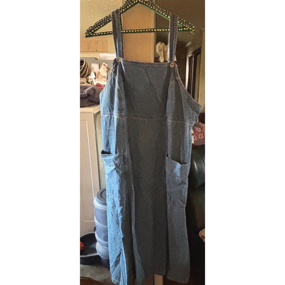 Vintage VJ Clothing Co Denim Jumper Dress Women's Blue Midi Overalls